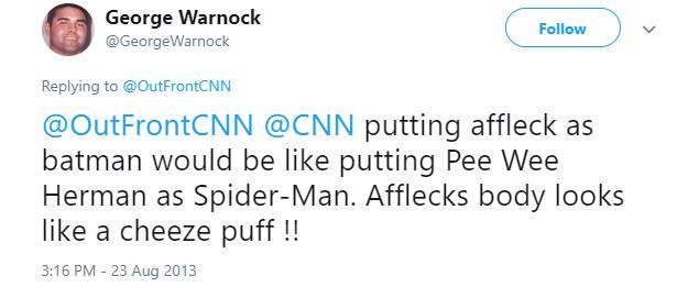 George Warnock Ben Affleck Batman Casting Tweet