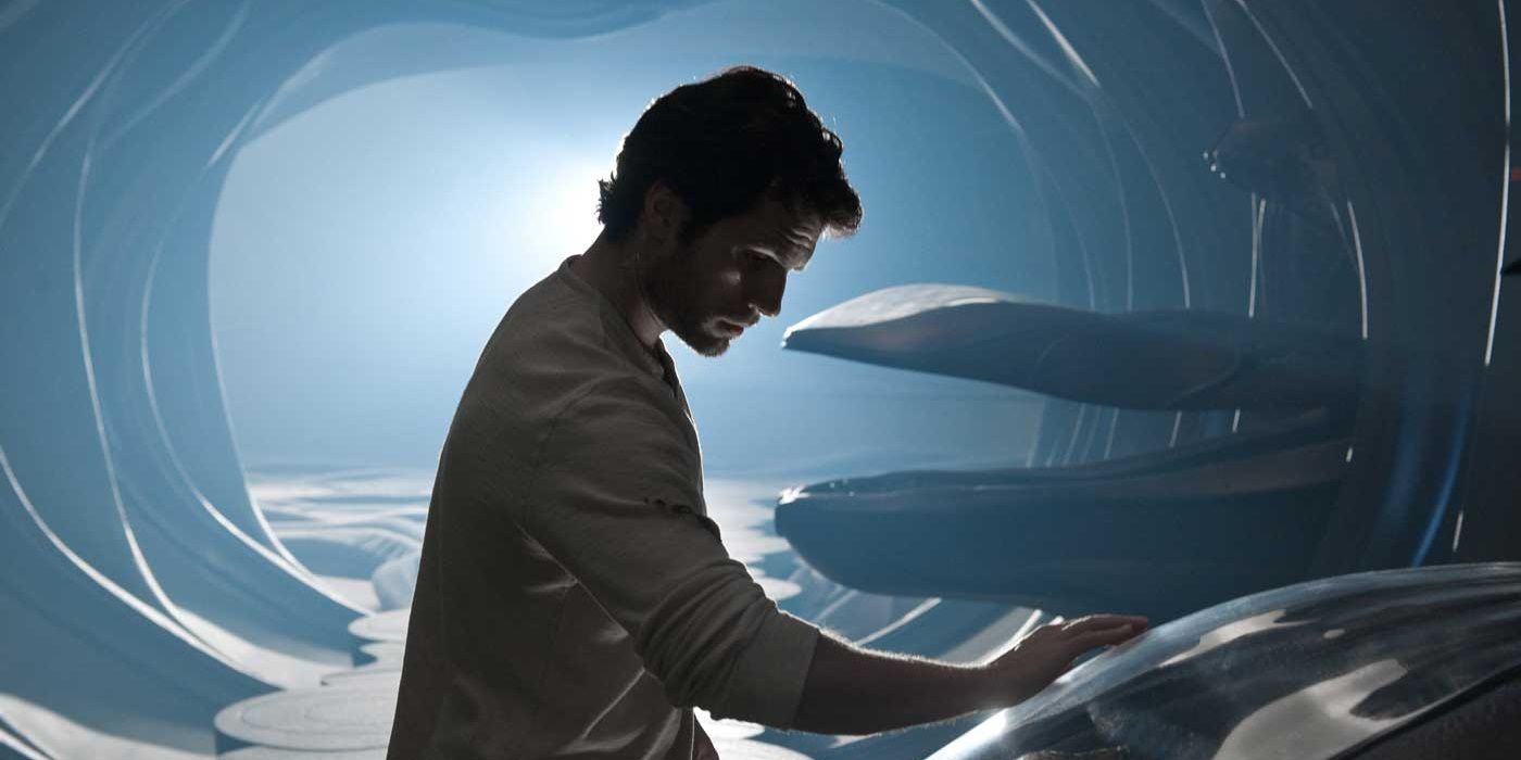 Clark investigates the space ship in Man of Steel