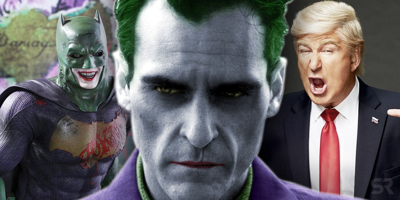Joaquin Phoenix Joker with Batman and Trump