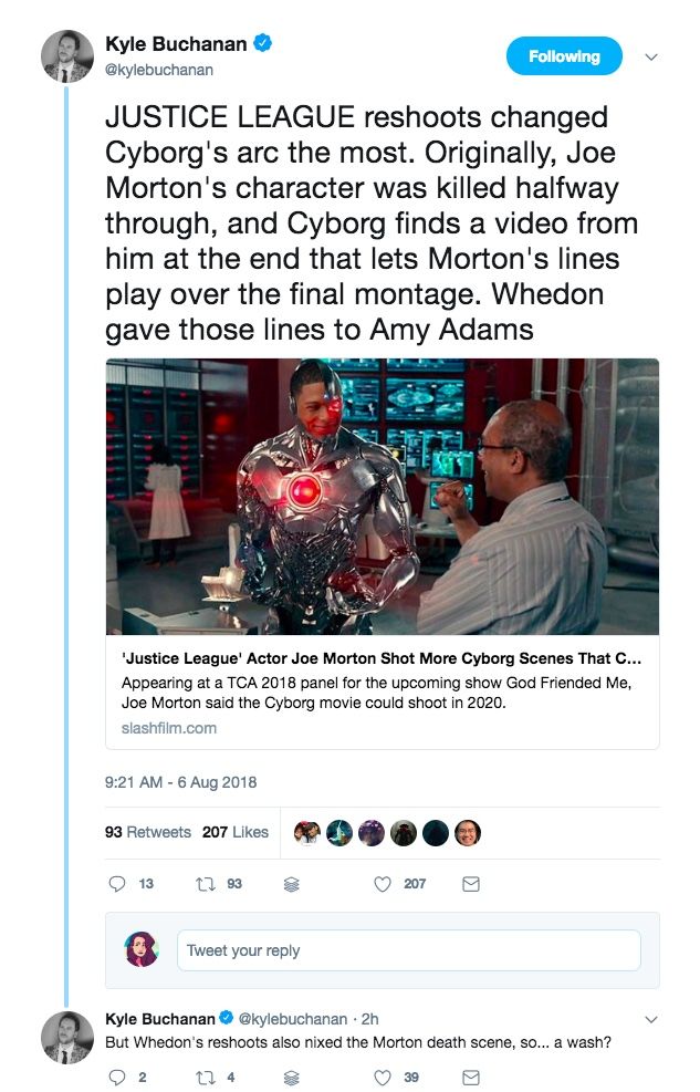 Justice League: Whedon’s Reshoots Changed Cyborg’s Storyline The Most