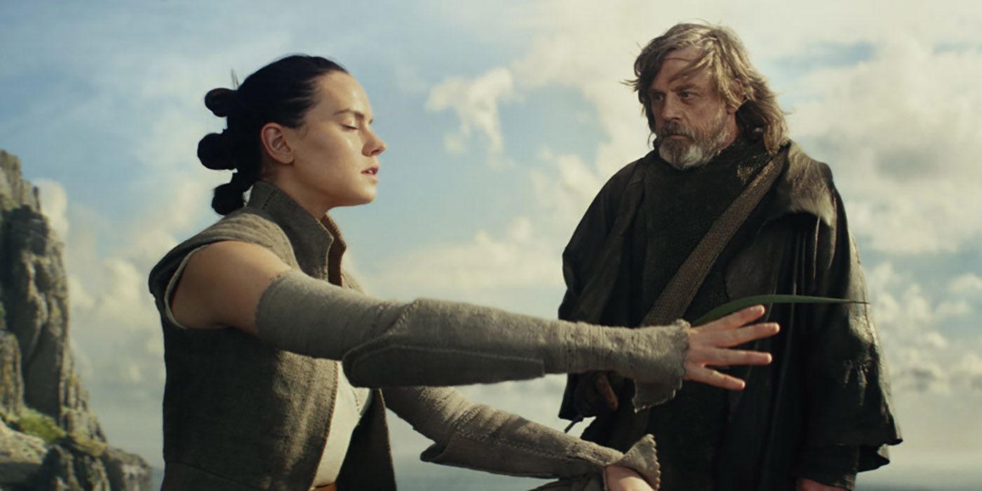 Luke teaches Rey about the Force in Star Wars The Last Jedi.