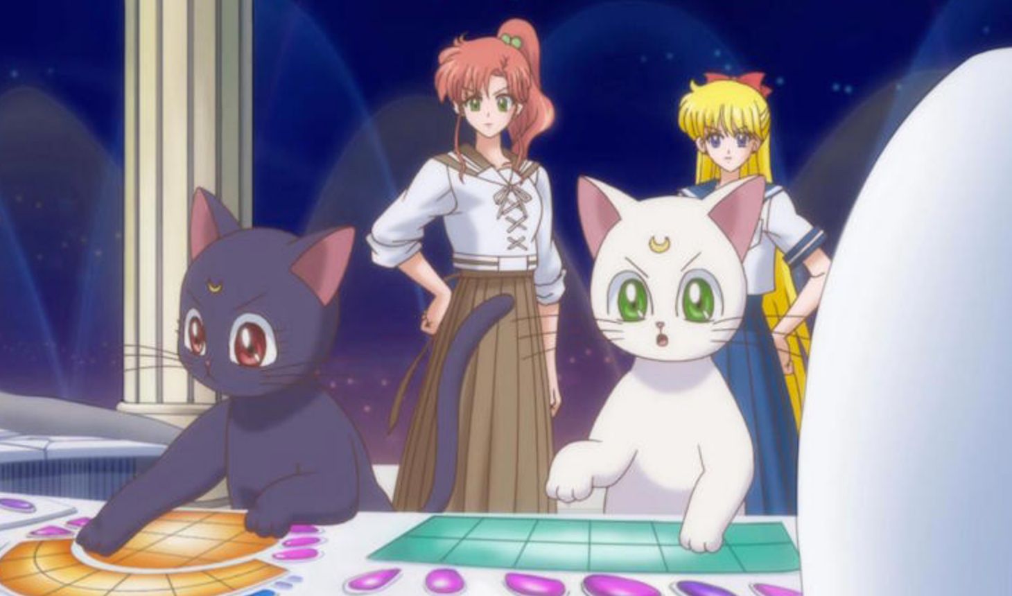 Luna And Artemis Running Command Hidden In The Game Center Crown In Sailor Moon Crystal