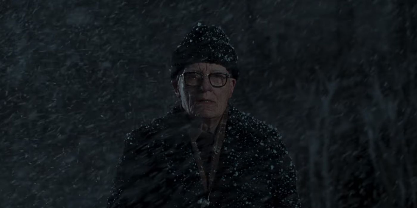 Lutz Ebersdorf as Dr. Jozef Klemperer in snow in Suspiria