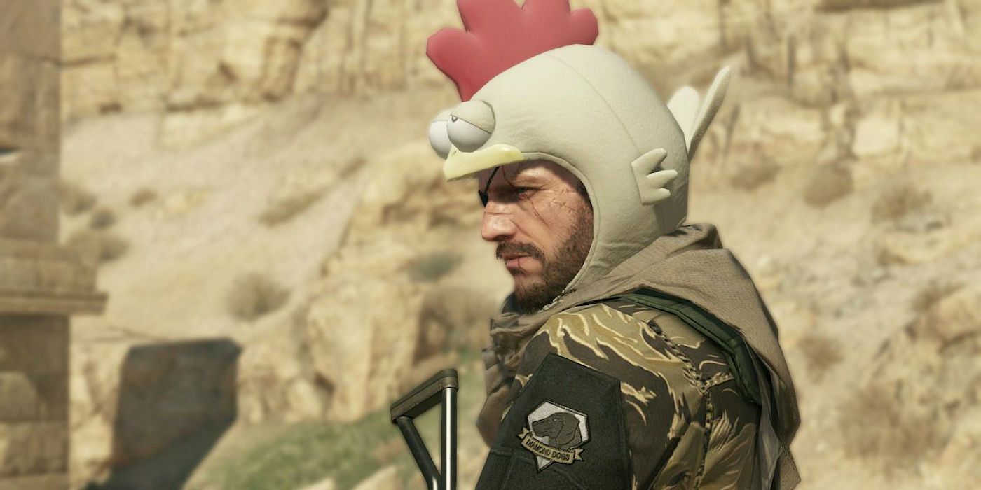 Snake wears a chicken hat in Metal Gear Solid V