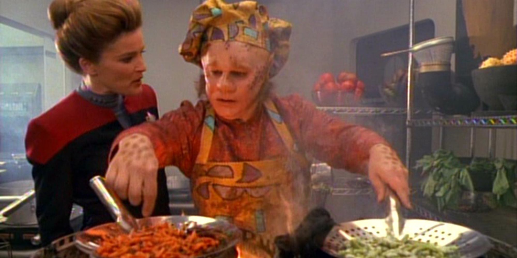 Janeway Neelix cooking Star Trek: Voyager