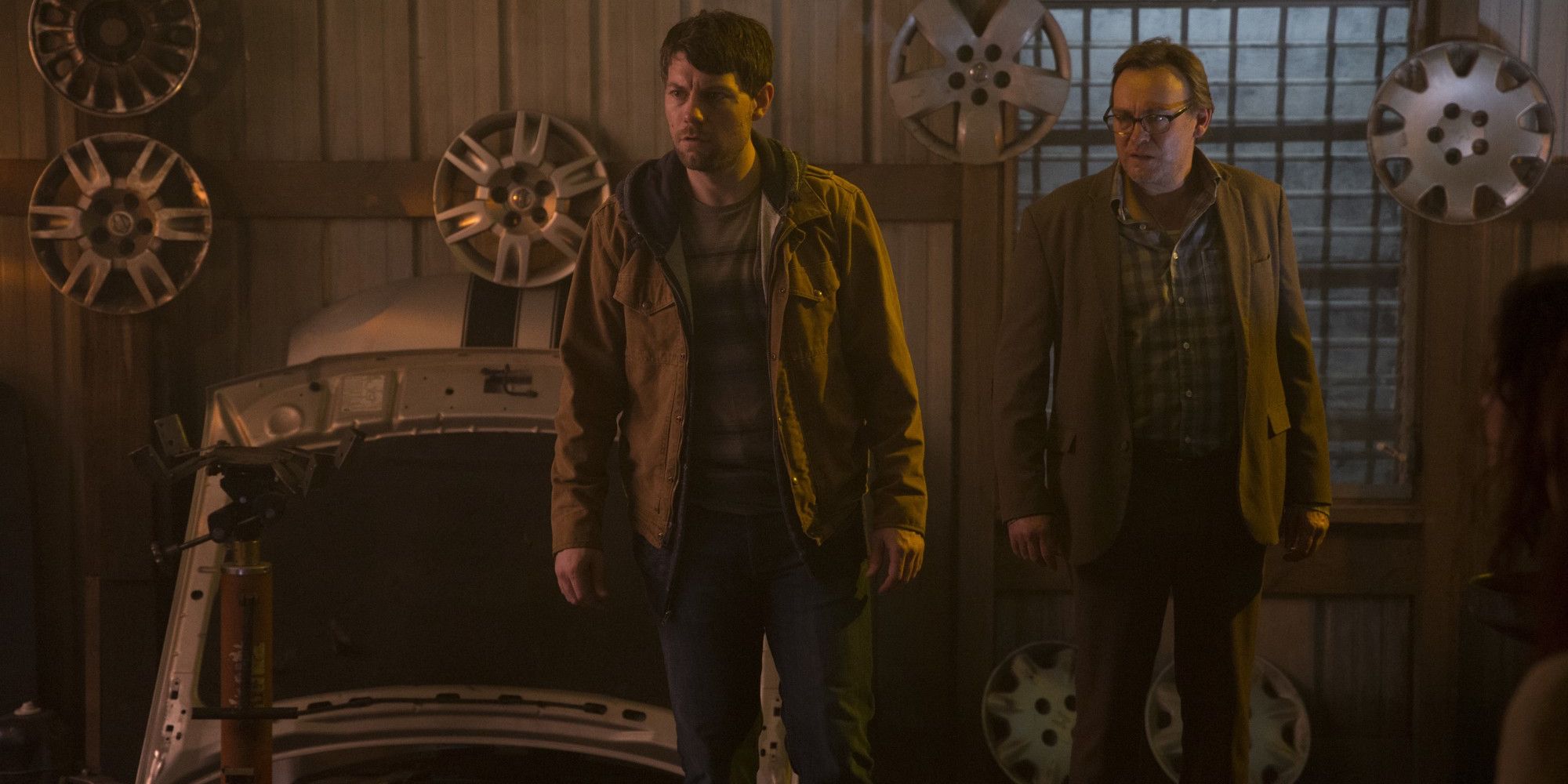 Patrick Fugit and Philip Glenister in Outcast Season 2