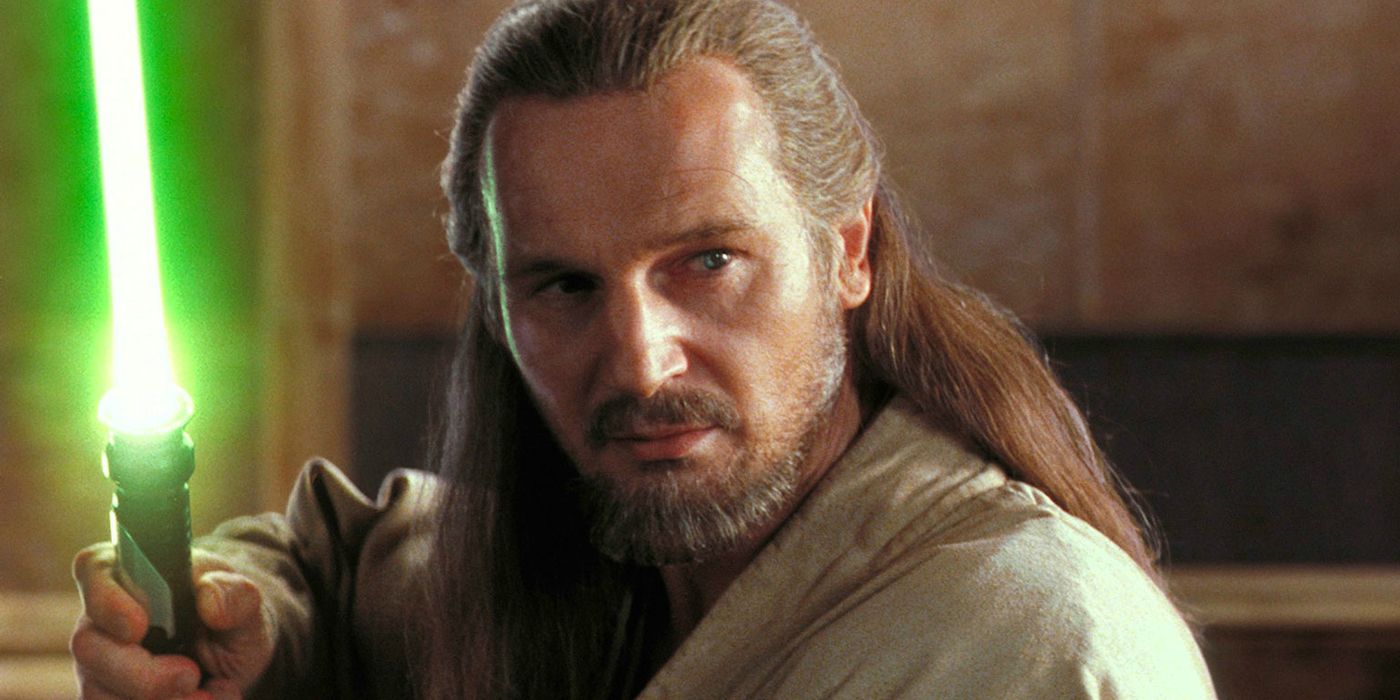 Qui Gon Jinn with his lightsaber