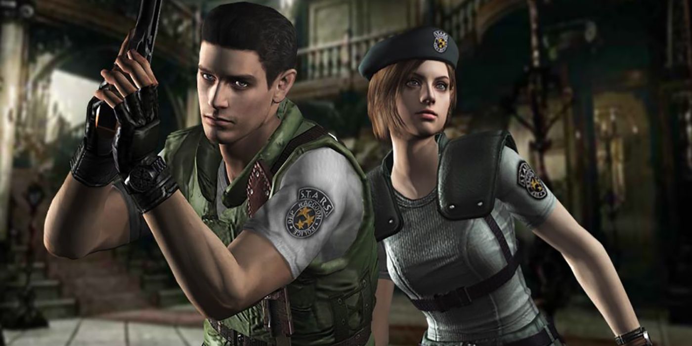 Chris and Jill look on in the 2002 remake of Resident Evil 