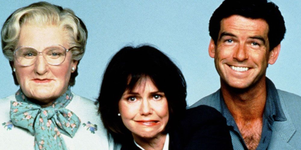 Robin Williams Sally Field and Pierce Brosnan in Mrs Doubtfire