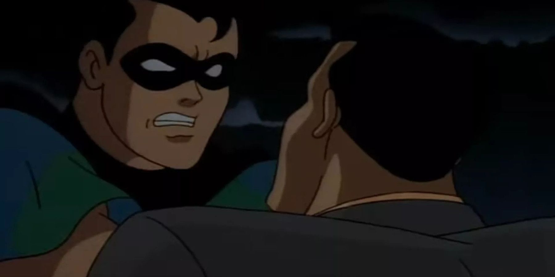Robin grabs Tony in Batman The Animated Series