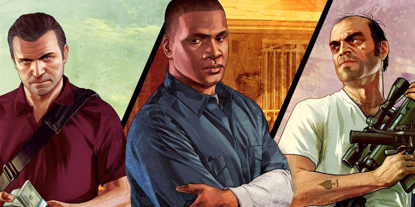Rockstar Games' Grand Theft Auto V characters side by side