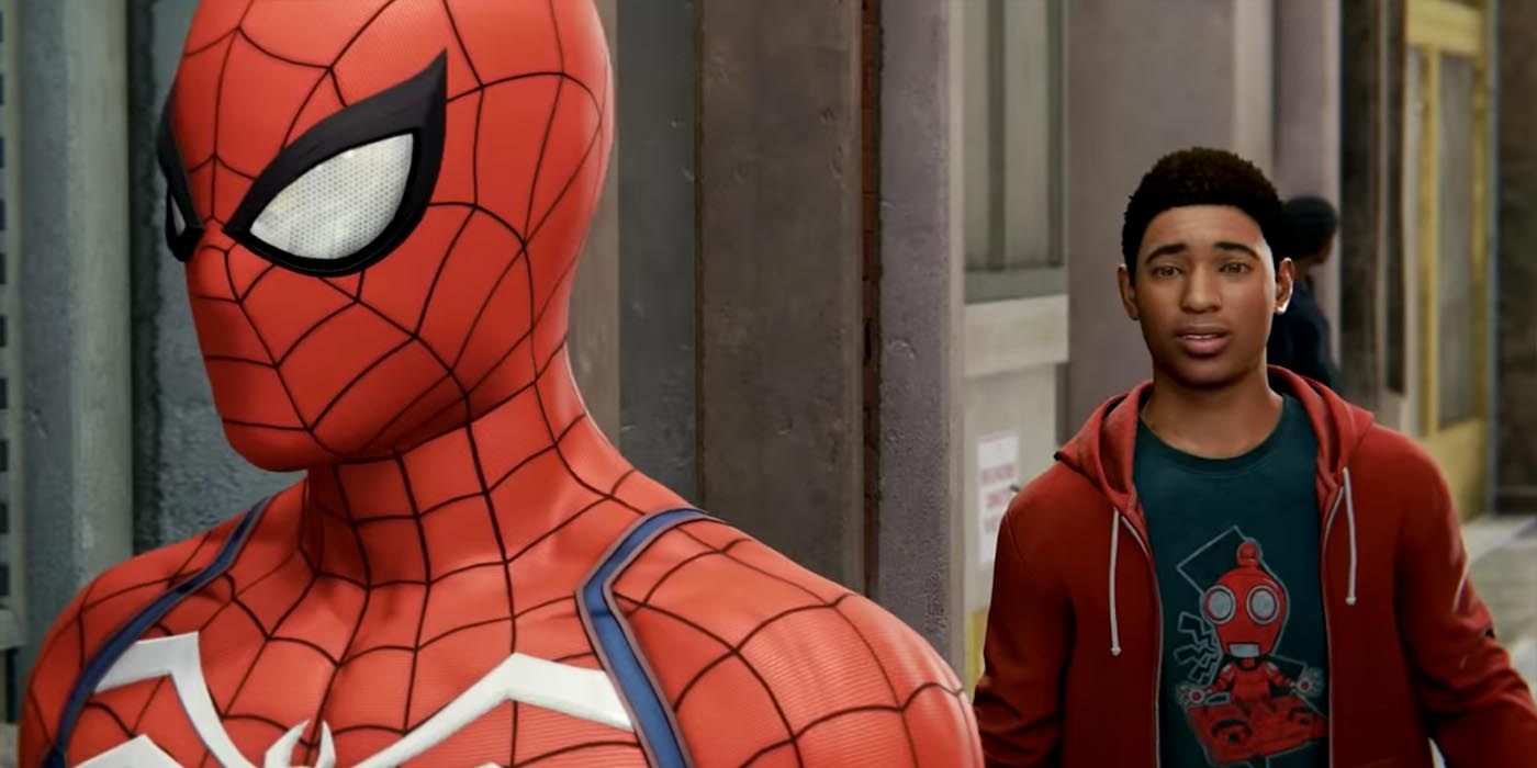 Miles Morales talks to Spider-Man