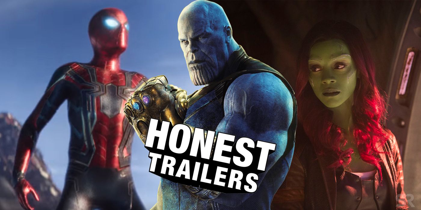 Spider-Man Thanos and Gamora in Avengers Infinity War Honest Trailer