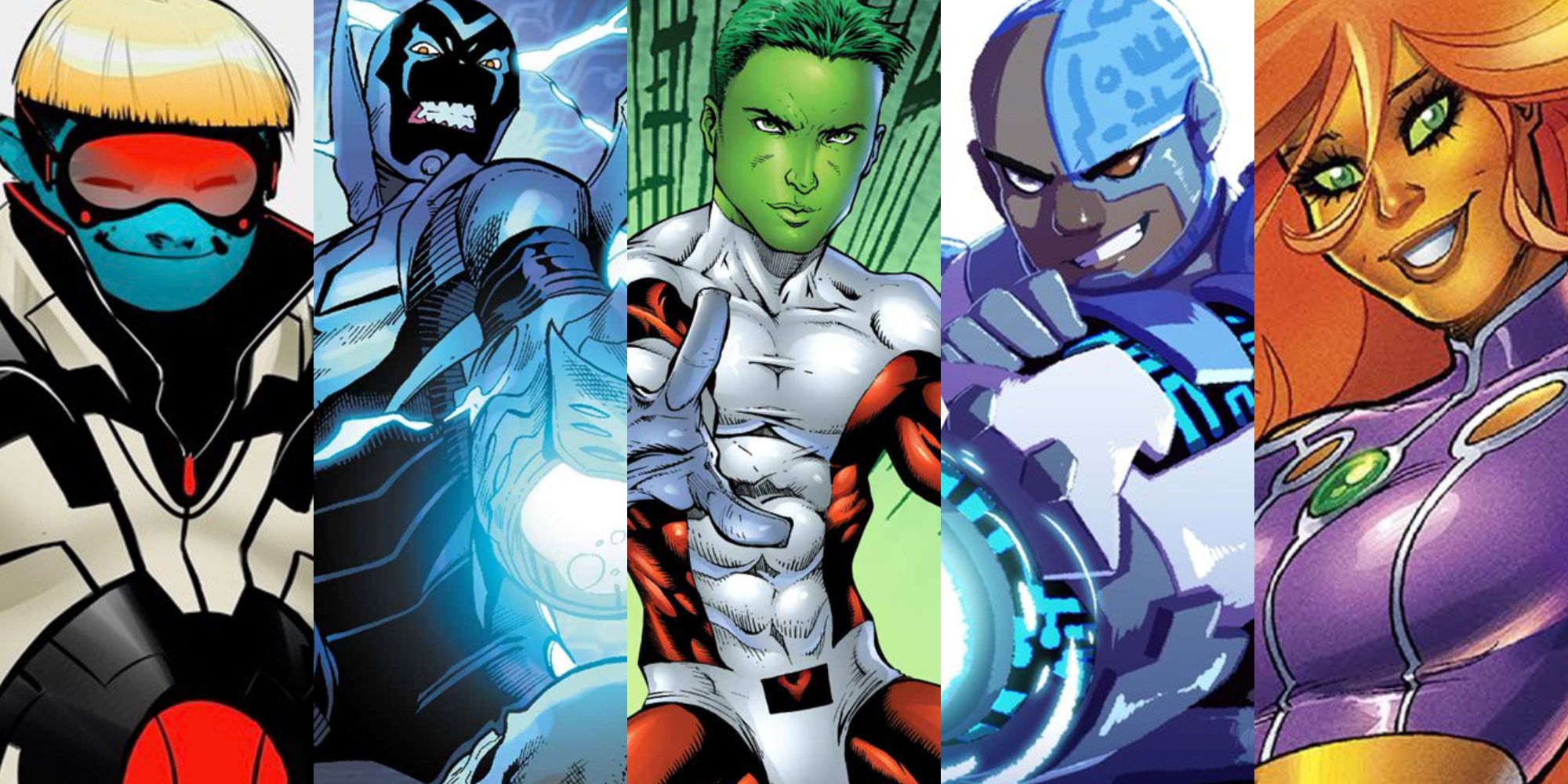 Split image of Teen Titans members