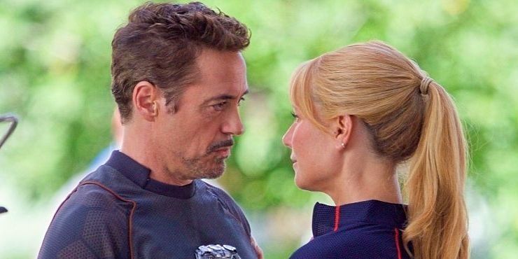 Robert Downey Jr.'s Tony Stark and Gwyneth Paltrow's Pepper in Avengrs: Infinity War