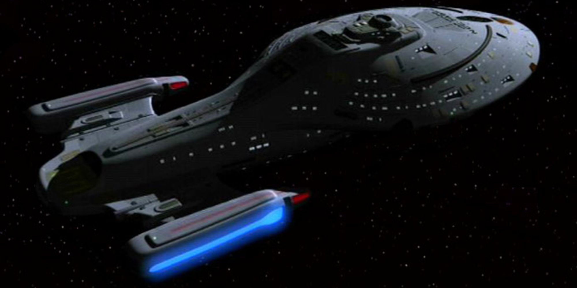 A picture is shown of the USS Voyager in space.