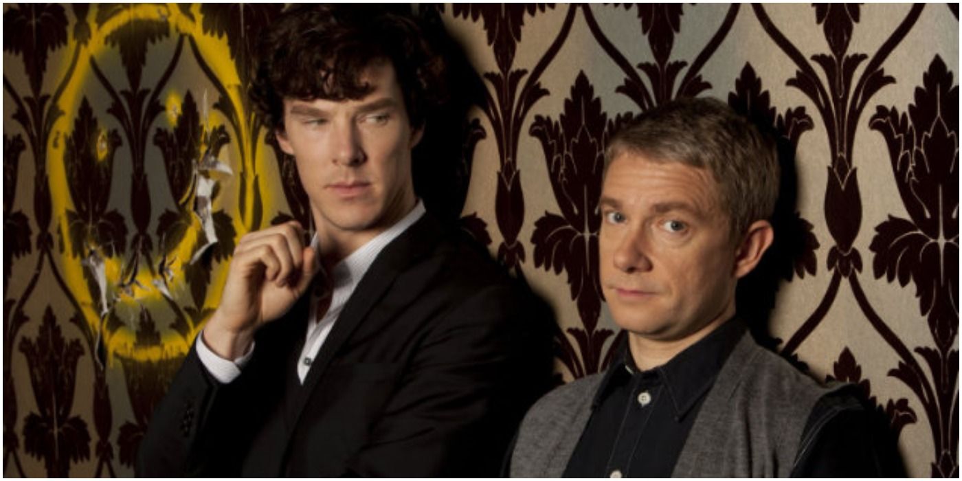 Benedict Cumberbatch and Martin Freeman as Sherlock and Watson in Sherlock