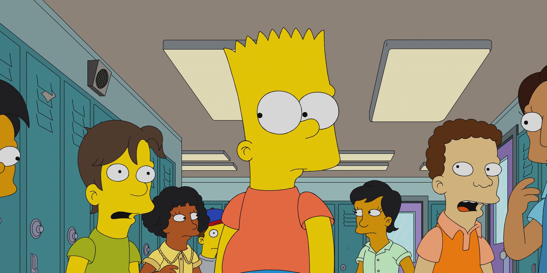 Bart walking down the hall in The Simpsons