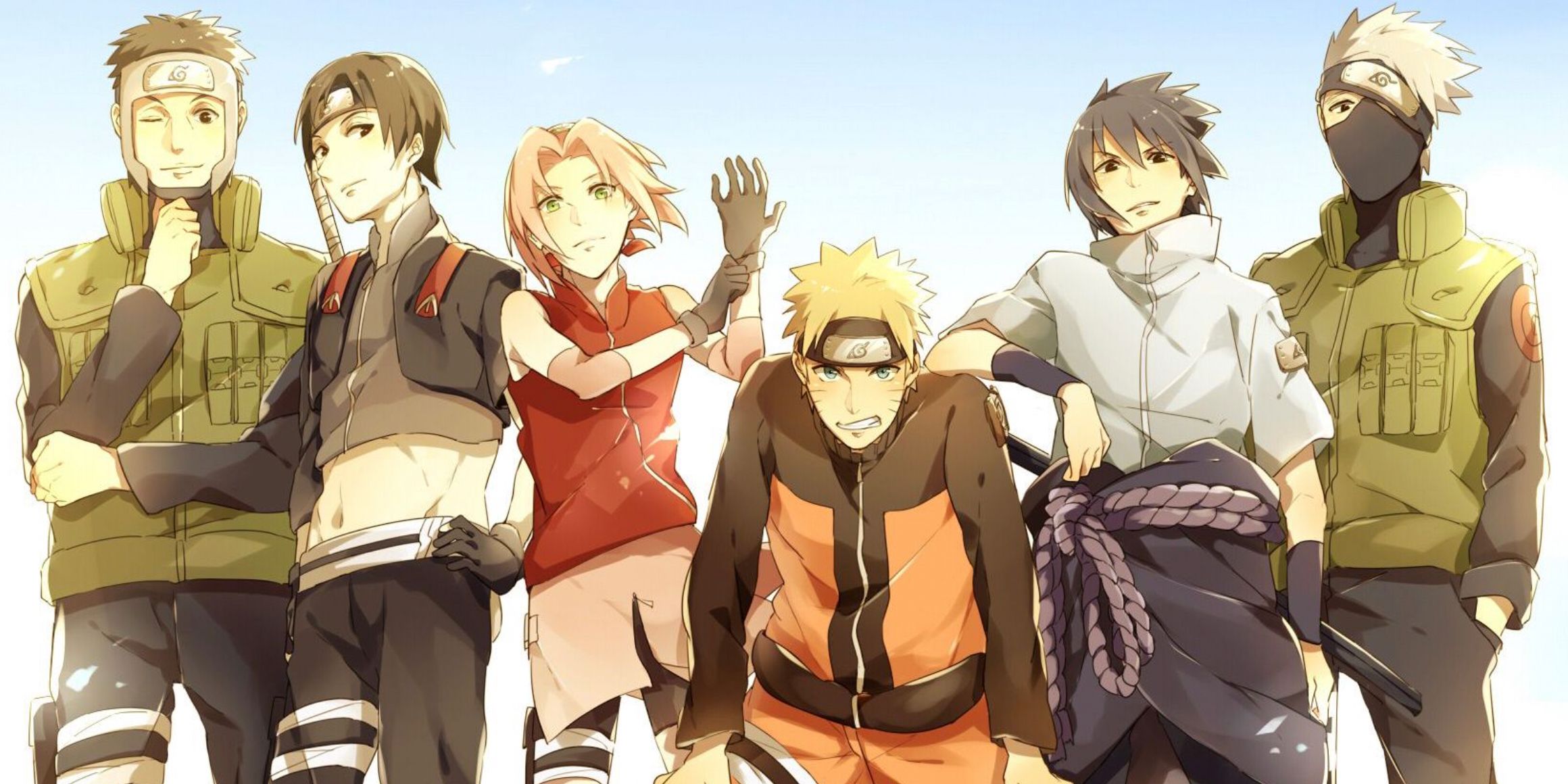 A manga illustration depicts Yamato, Sai, Sakura, Naruto, Sasuke, and Kakashi as the members of Team 7
