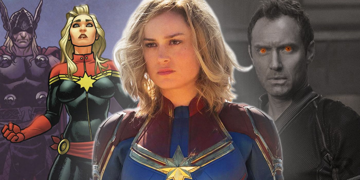 Brie Larson as Captain Marvel with Jude Law