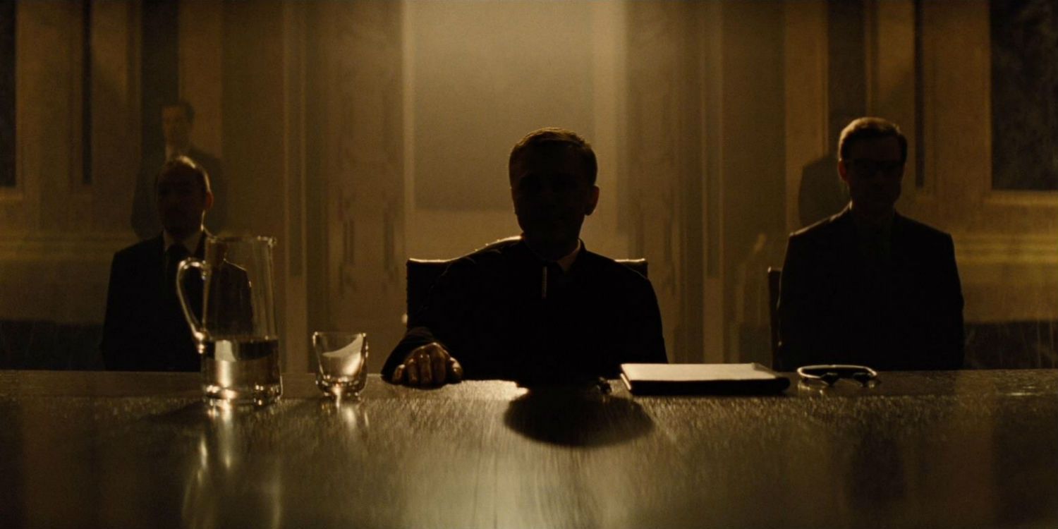 Christoph Waltz as Ernst Blofeld in the shadows in Spectre