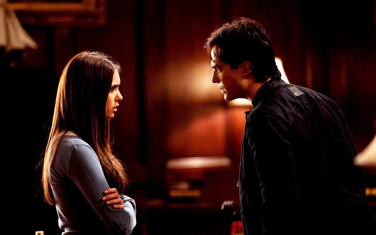 Damon and Elena in The Vampire Diaries