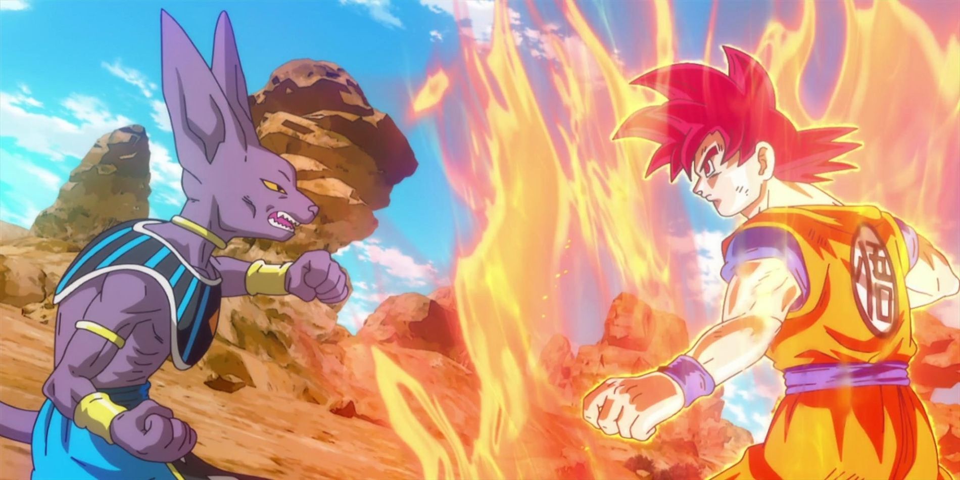 Dragon Ball Super Saiyan God Goku Versus Beerus
