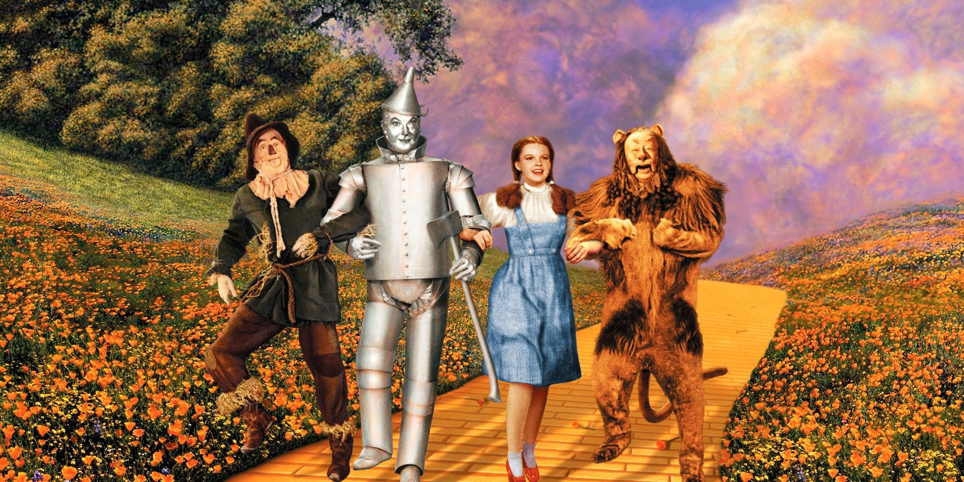 Judy Garland as Dorothy, Scarecrow, Tin Man and Cowardly Lion in The Wizard Of Oz