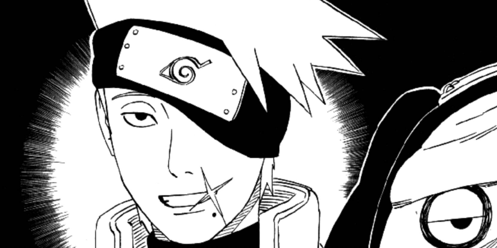 Kakashi smiles when his face is revealed in a Naruto sketch for the first time