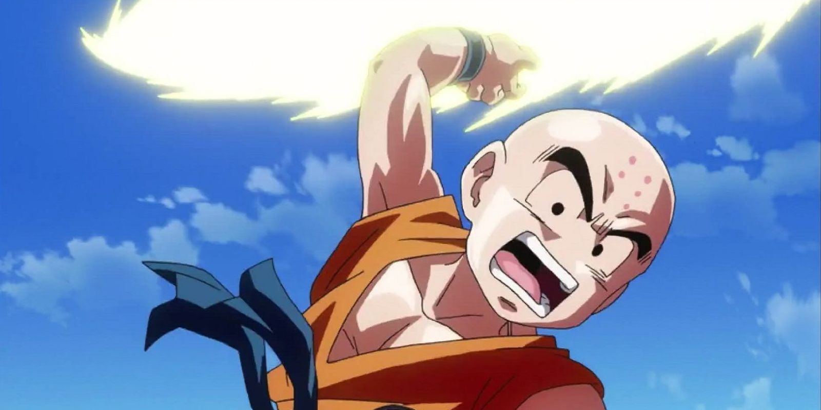 Krillin hurling a Destructo Disc in the Dragon Ball anime.