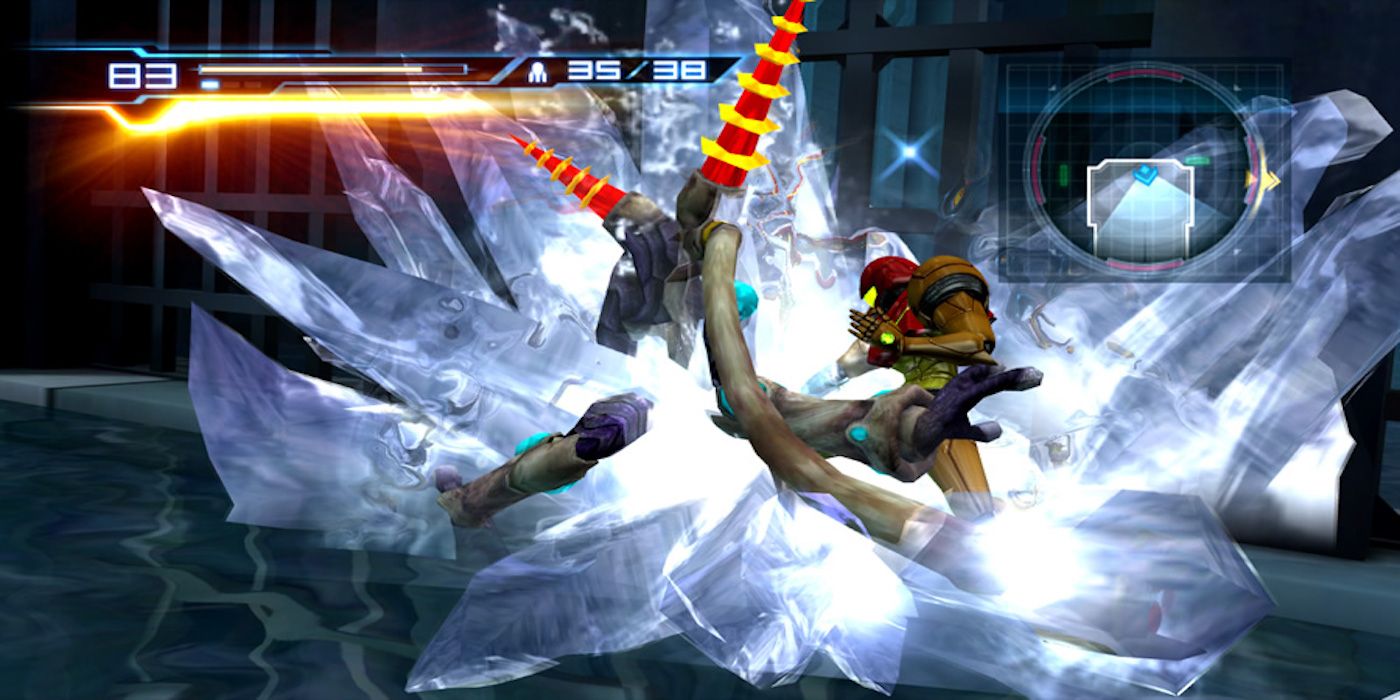 Samus using ice beam in Metroid Other M.