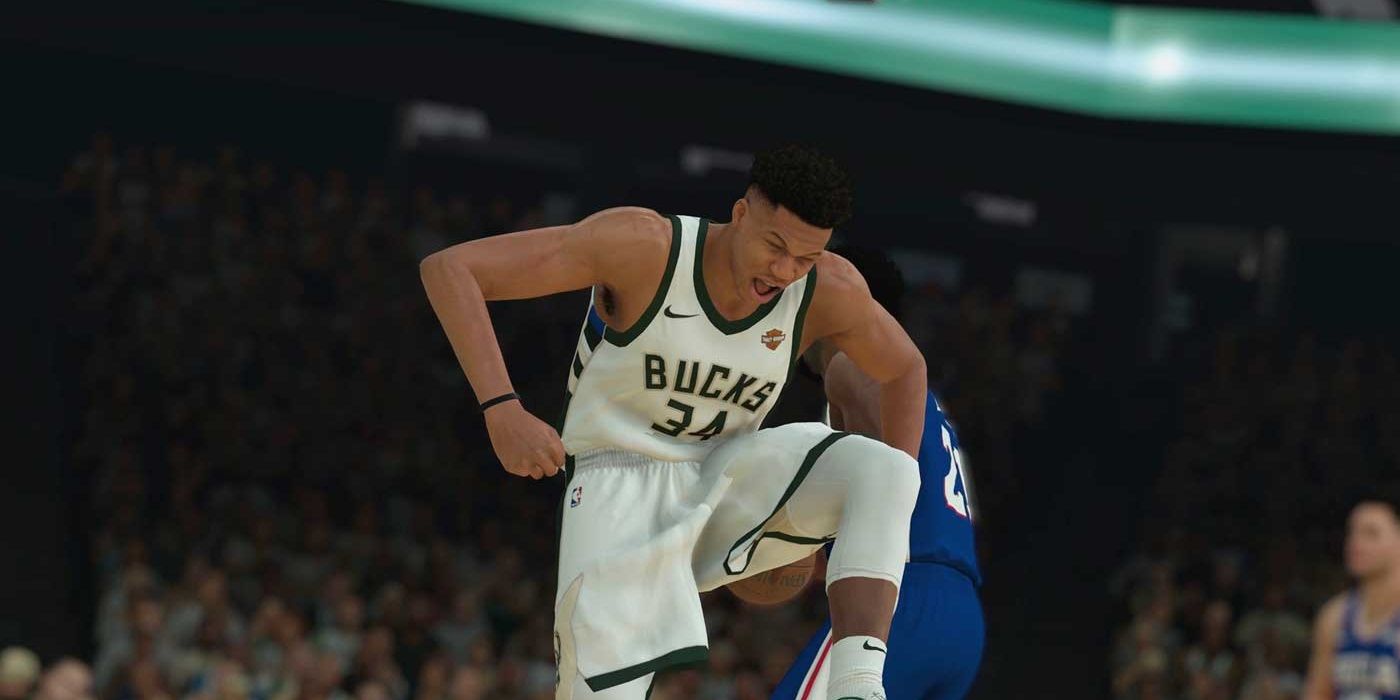 A player kneeling down in NBA 2K19
