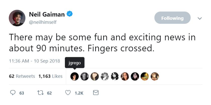 Neil Gaiman tweet Good Omens