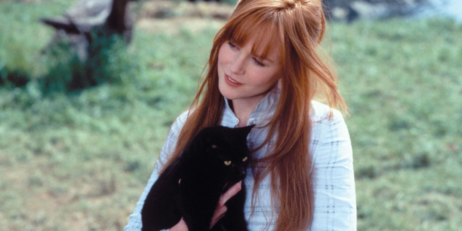 Nicole Kidman and cat in Practical Magic