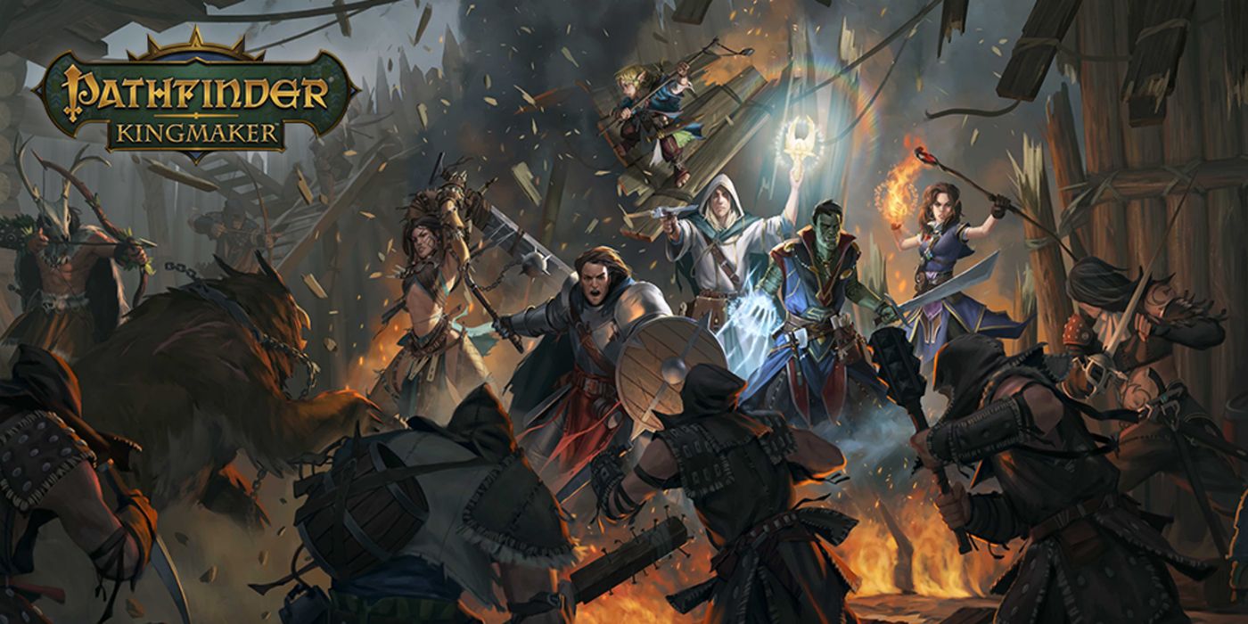 An illustration of character doing battle from Pathfinder Kingmaker 