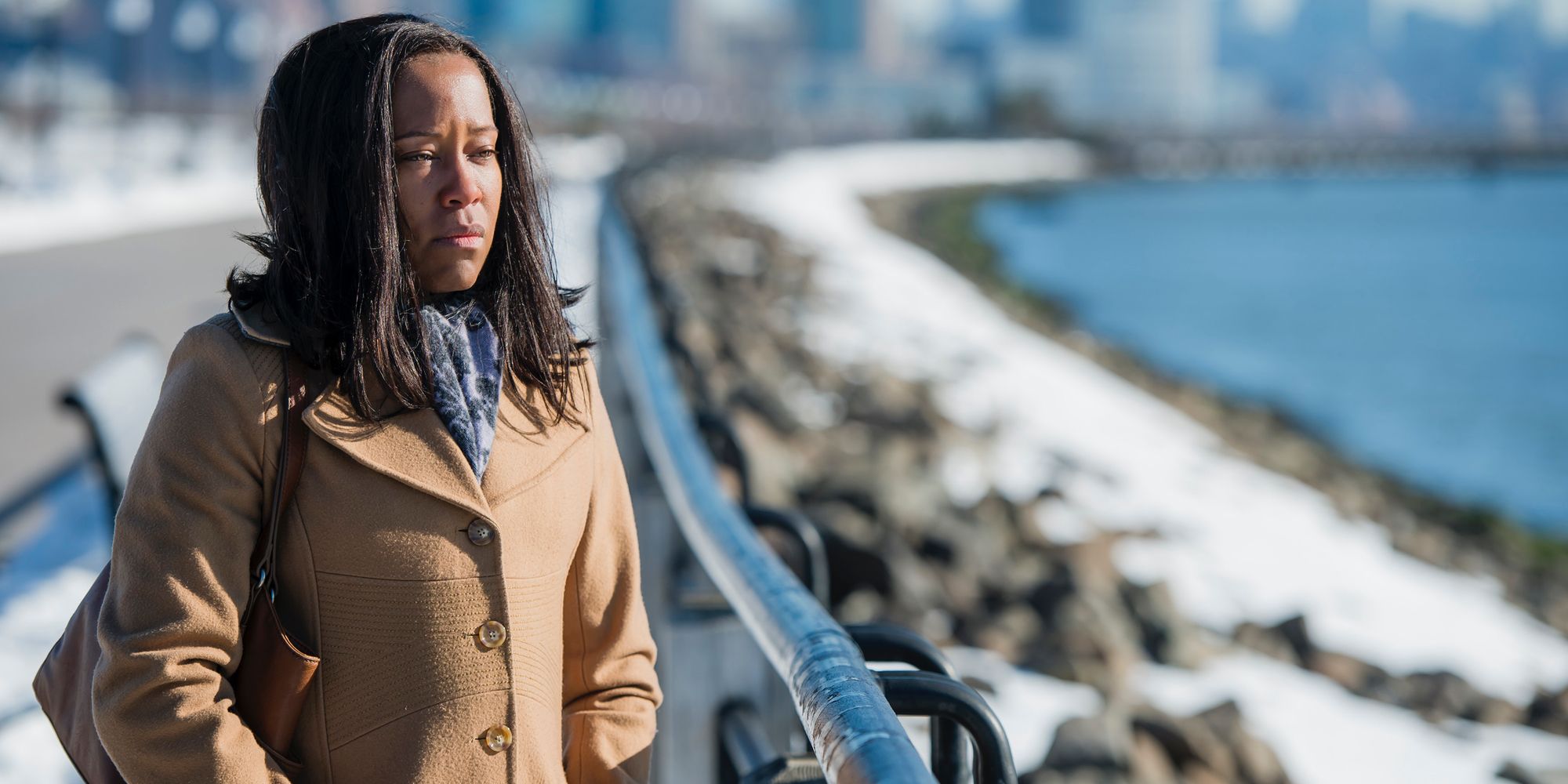 Regina King standing by the river in Seven Seconds