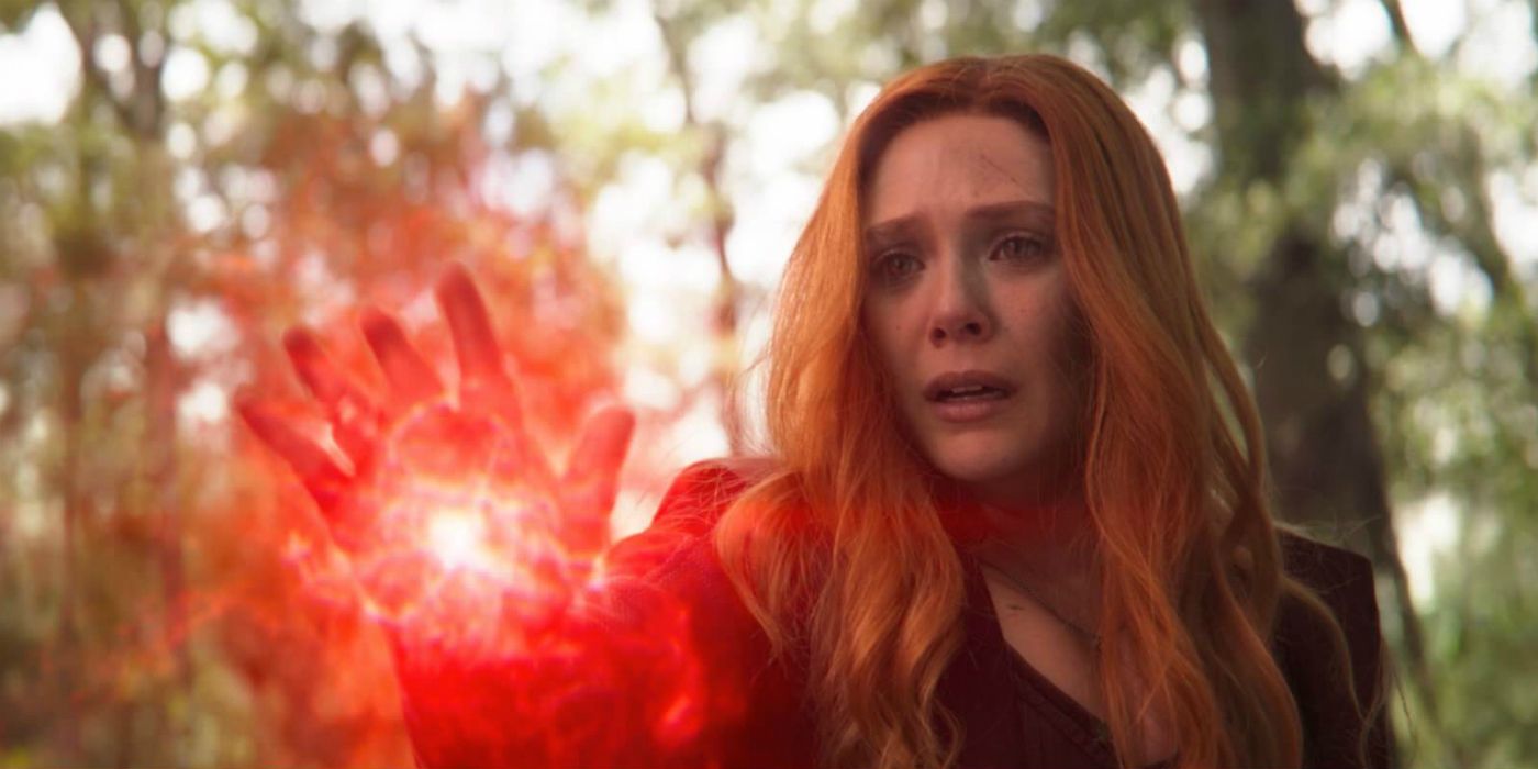 Scarlet Witch using her powers on Vision in Avengers Infinity War