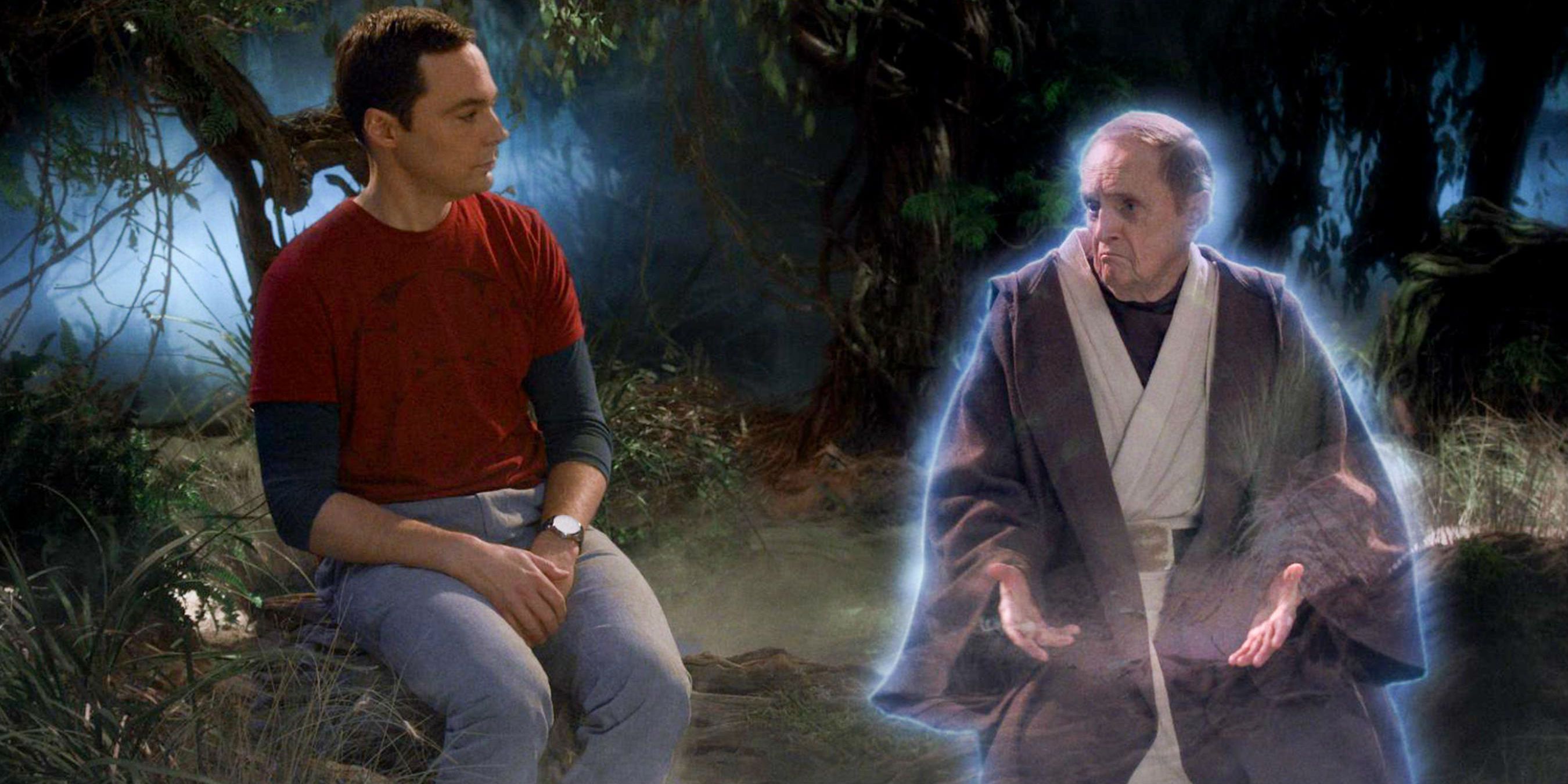 Sheldon and Professor Proton talking in a dream in The Big Bang Theory