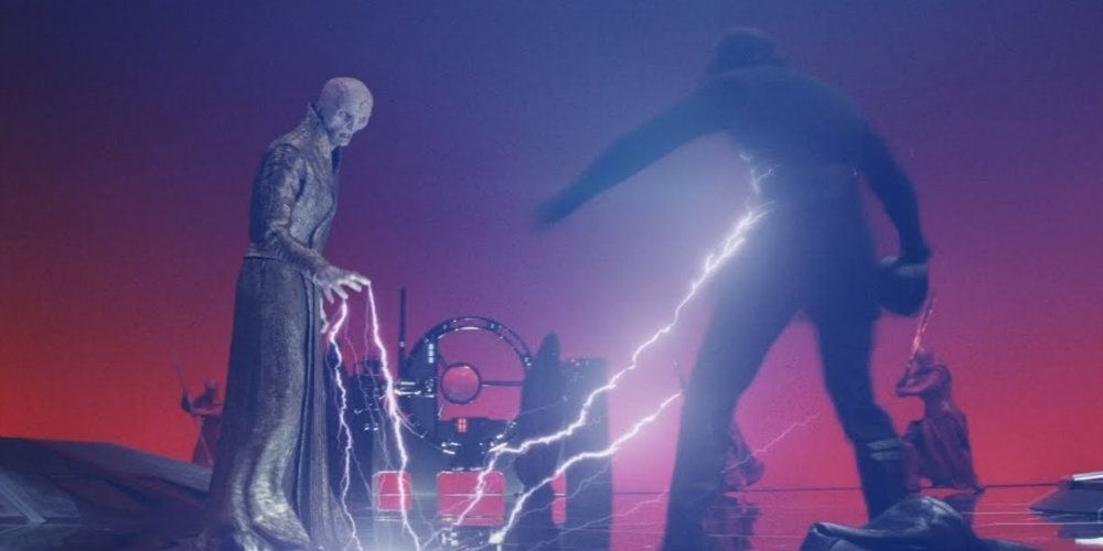 Snoke uses Force lightning on Kylo Ren in The Last Jedi.