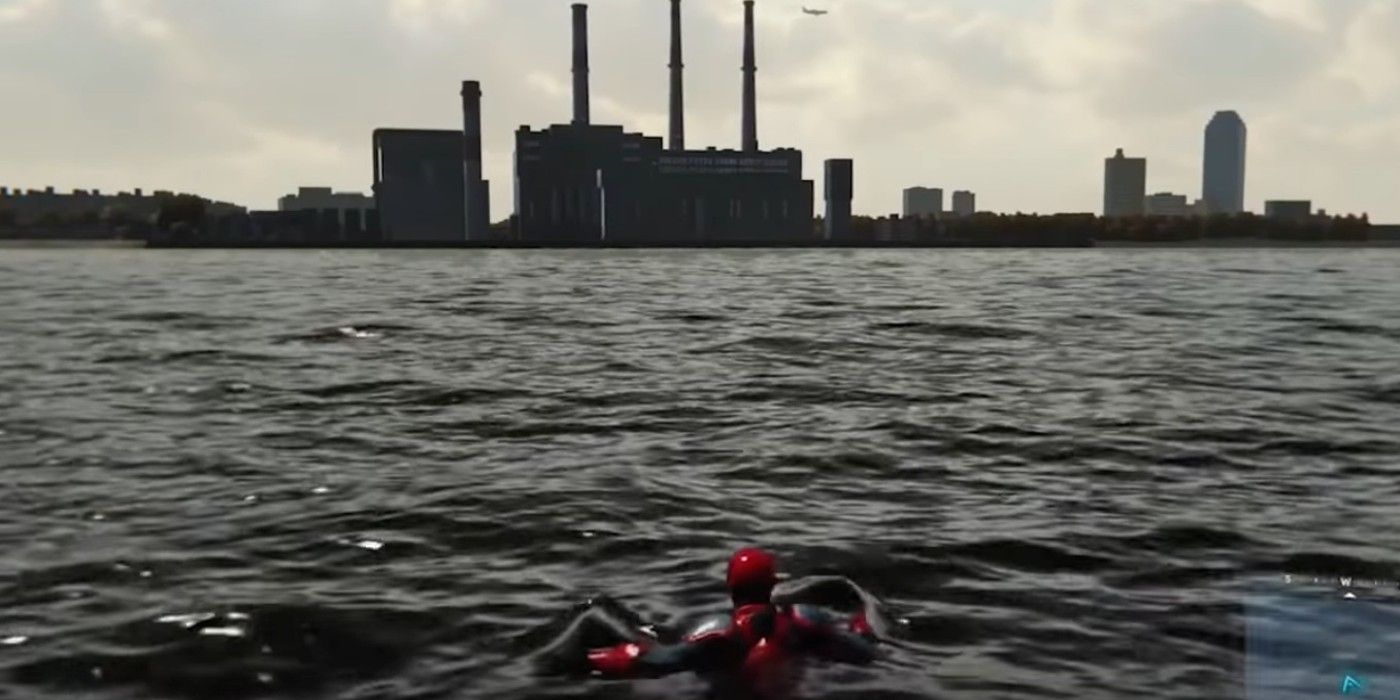 Spider-Man swims around New York on PS4