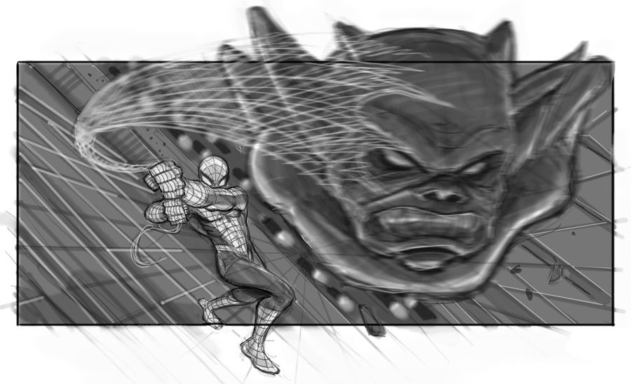 Spider-Man with Gargoyle Concept Art in Spider-Man 4