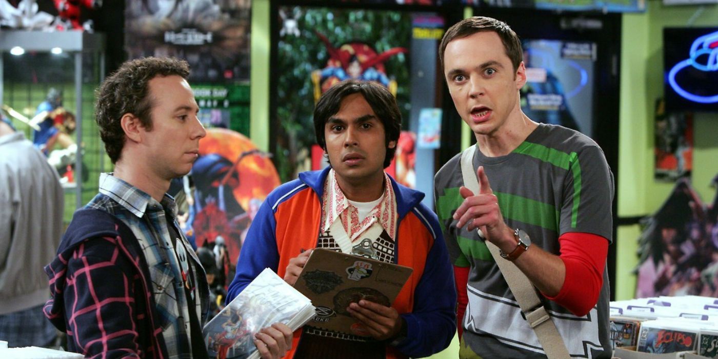 Stuart, Raj and Sheldon in The Big Bang Theory