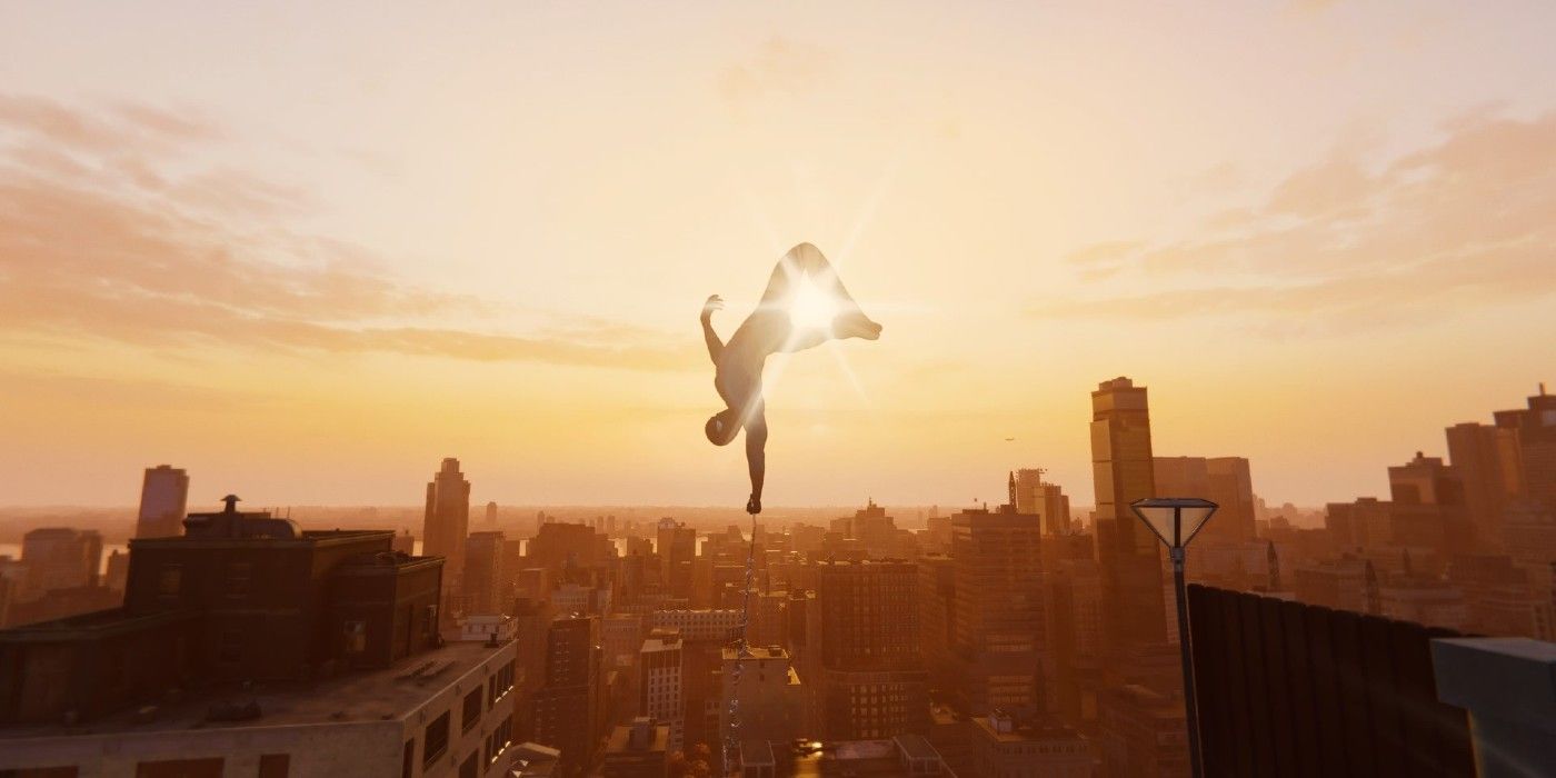 Spider-Man at sunset on PS4