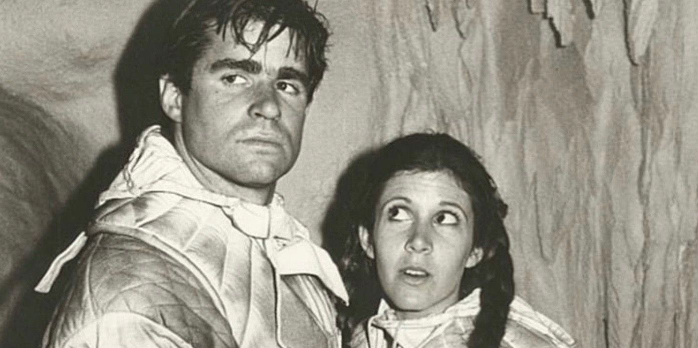 Treat Williams and Carrie Fisher on Set Of The Empire Strikes Back jpg