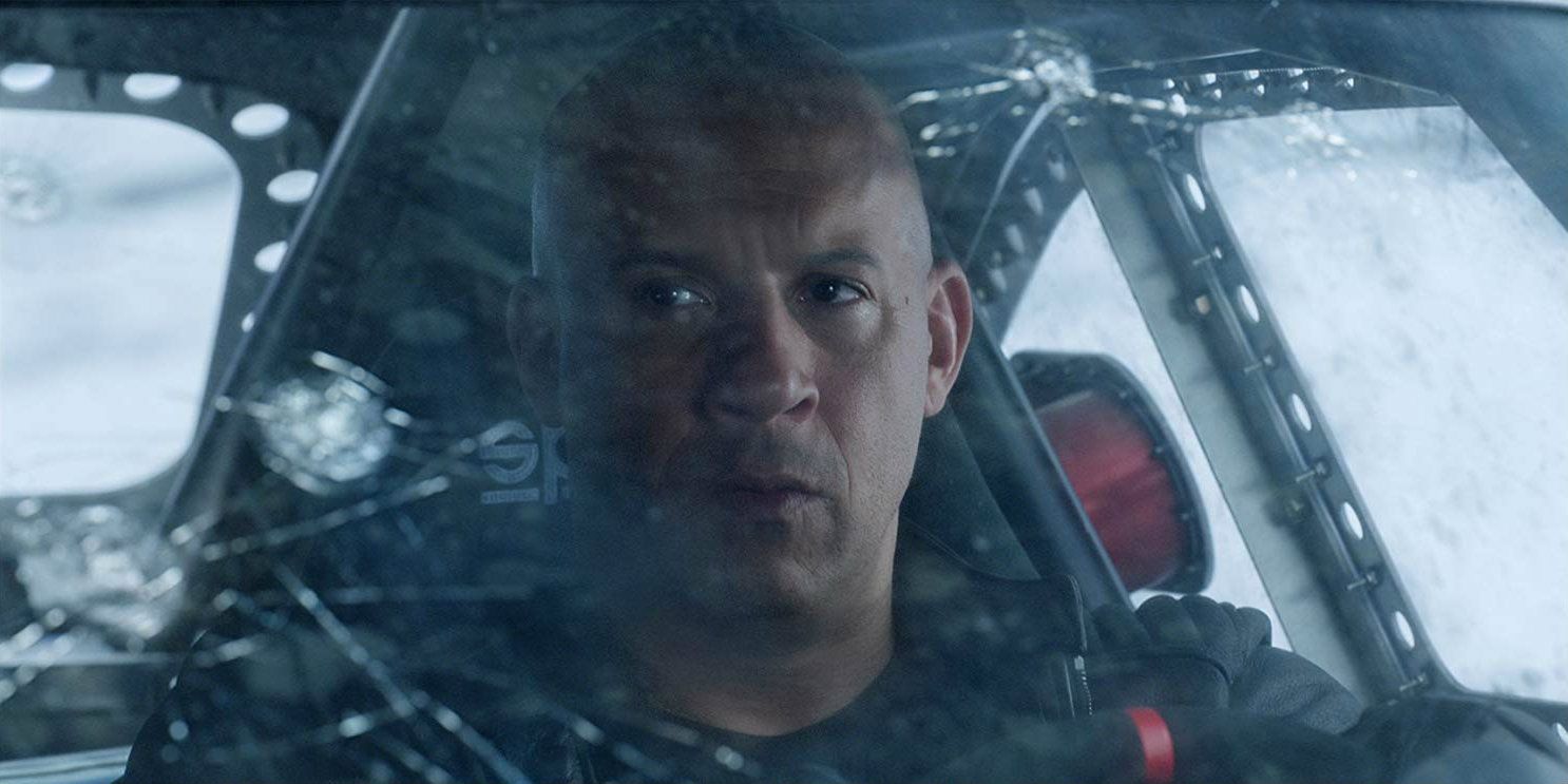 Vin Diesel driving on ice in Fate of the Furious
