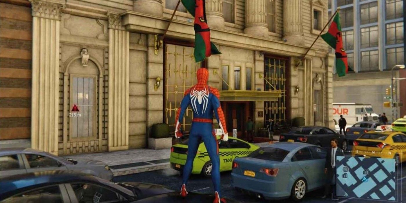 Spider-Man at the Wakandan Embassy in Marvel's Spider-Man.