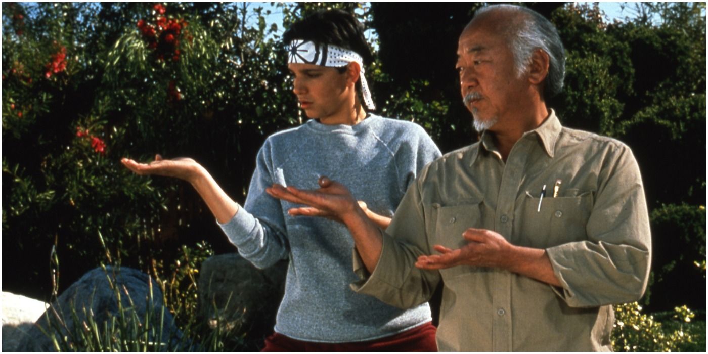 The Karate Kid, Ralph Macchio as Daniel LaRusso and Pat Morita as Mr. Miyagi