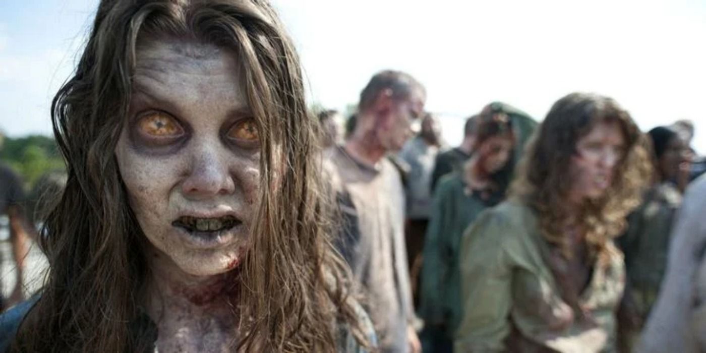 A group of zombies in The Walking Dead.