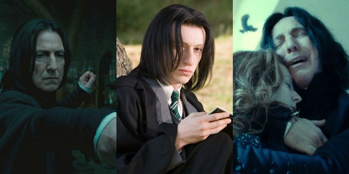 A split screen image of Snape from Harry Potter.