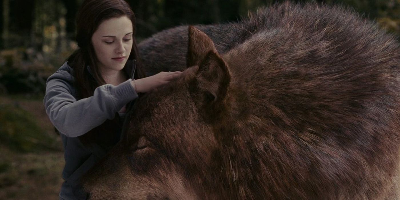 Bella with Jacob as a wolf.